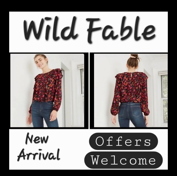 Wild Fable Black and Pink Floral Blouse. Excellent Condition Size Medium - Picture 1 of 10